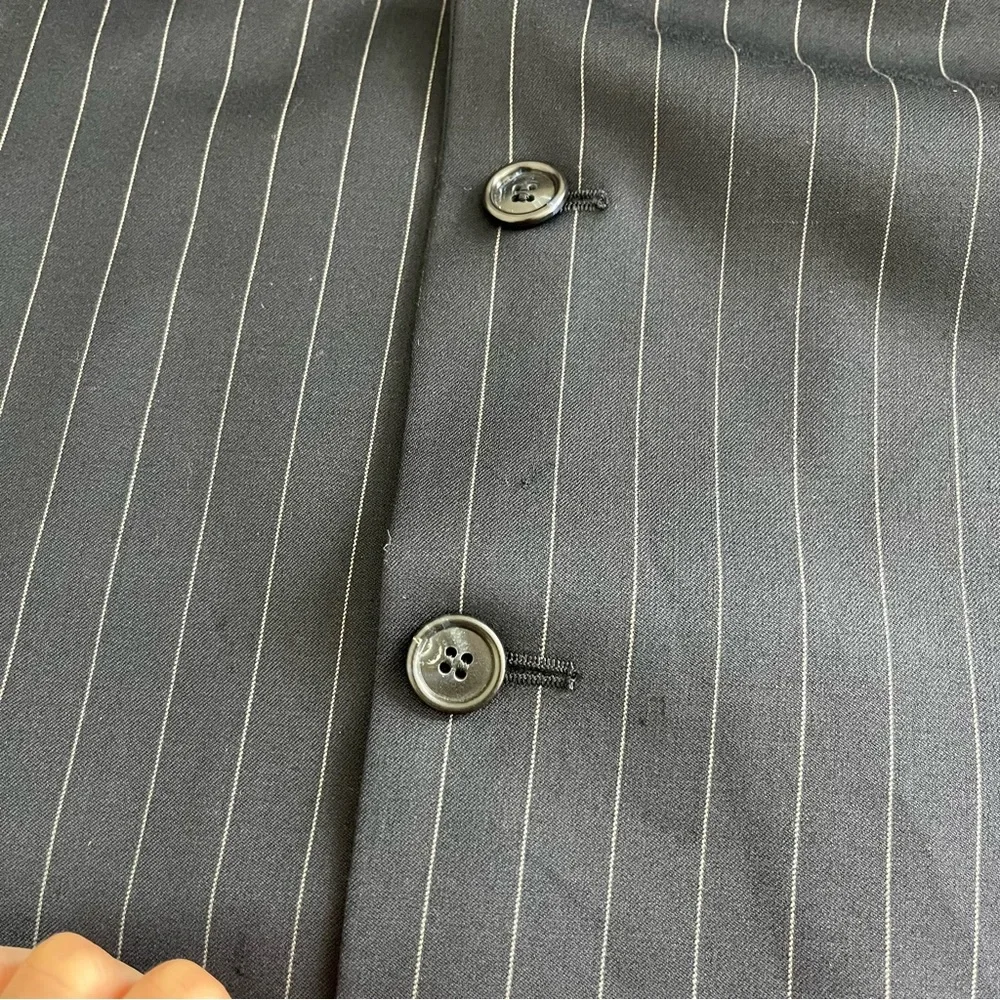 Lauren Ralph Lauren Mens Navy Striped Jacket Blazer Sport coat Wool 46L 3 button